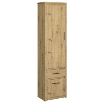 Regał z Szufladą Zamknięty Wysoki Drewniany do Salonu OPIA 55,6 cm Dąb Artisan Nowoczesny - obraz 1