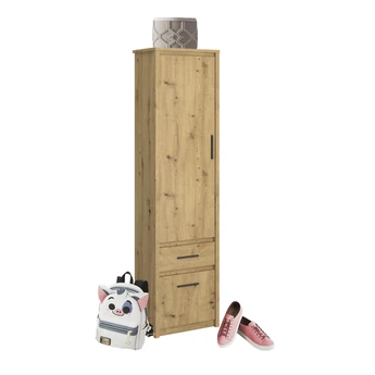 Regał z Szufladą Zamknięty Wysoki Drewniany do Salonu OPIA 55,6 cm Dąb Artisan Nowoczesny - obraz 2
