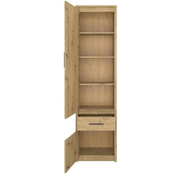 Regał z Szufladą Zamknięty Wysoki Drewniany do Salonu OPIA 55,6 cm Dąb Artisan Nowoczesny - obraz 3