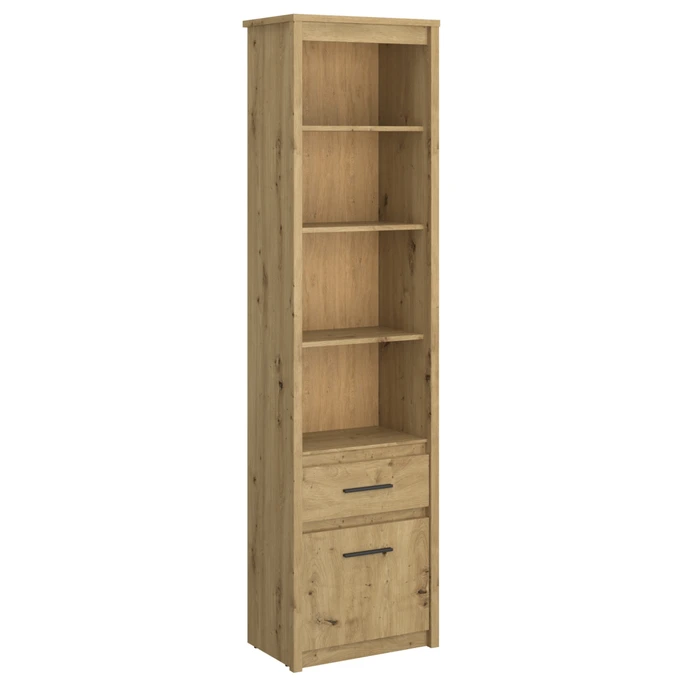 Regał z Szufladą Otwarty Wysoki Drewniany do Salonu OPIA 55,6 cm Dąb Artisan Nowoczesny