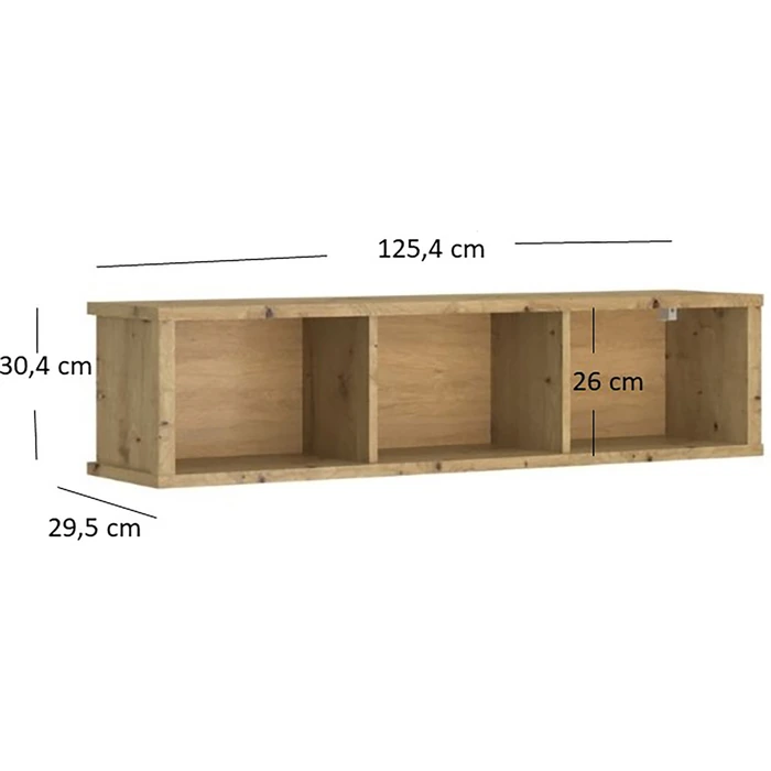 Regał Wiszący Drewniany do Salonu OPIA 125,4 cm Dąb Artisan Nowoczesny