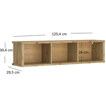 Regał Wiszący Drewniany do Salonu OPIA 125,4 cm Dąb Artisan Nowoczesny - obraz 4