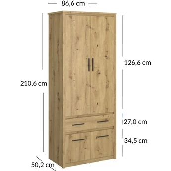 Szafa z Szufladą OPIA 86,6 cm Dąb Artisan Drewniana do Sypialni Nowoczesna - obraz 5