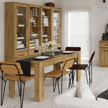 Witryna z Szufladą Drewniana do Salonu OPIA 55,6 cm Dąb Artisan Nowoczesna - obraz 2