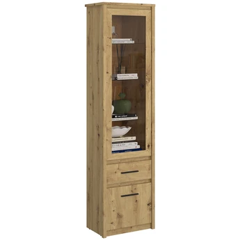 Witryna z Szufladą Drewniana do Salonu OPIA 55,6 cm Dąb Artisan Nowoczesna - obraz 3