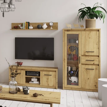 Witryna Niska do Salonu OPIA 85,6 cm Dąb Artisan Nowoczesna - obraz 2