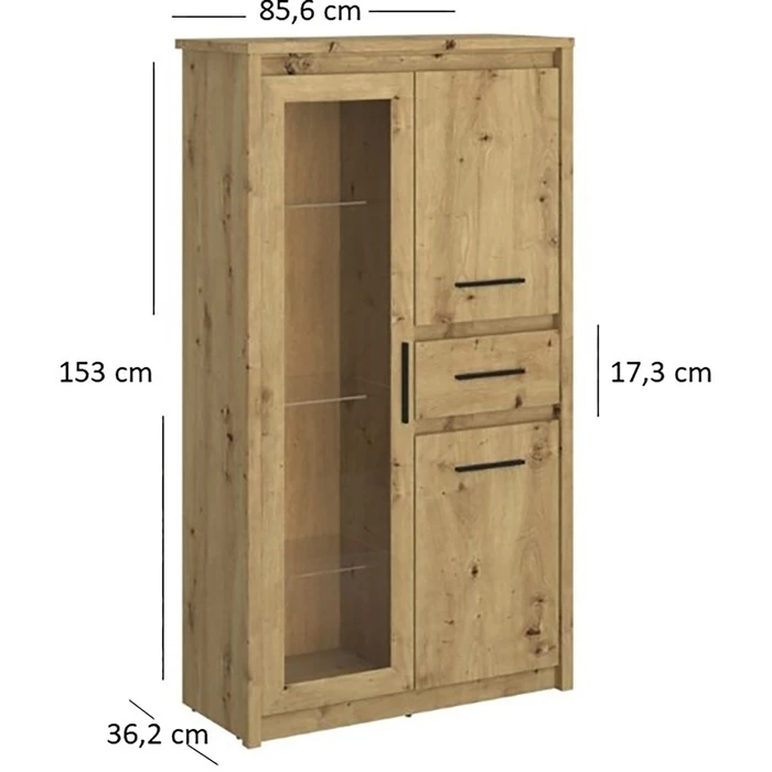 Witryna Niska do Salonu OPIA 85,6 cm Dąb Artisan Nowoczesna