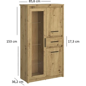 Witryna Niska do Salonu OPIA 85,6 cm Dąb Artisan Nowoczesna - obraz 5
