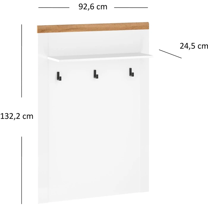 Wieszak Ścienny do Przedpokoju HAVEN 92,6 cm Biały Połysk/Dąb Wotan Nowoczesny