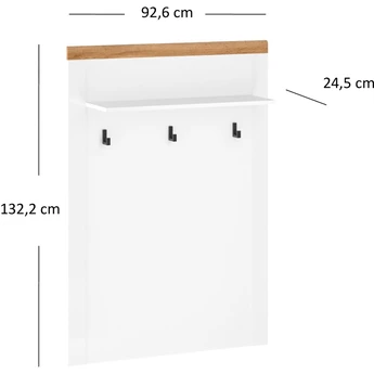 Wieszak Ścienny do Przedpokoju HAVEN 92,6 cm Biały Połysk/Dąb Wotan Nowoczesny - obraz 4